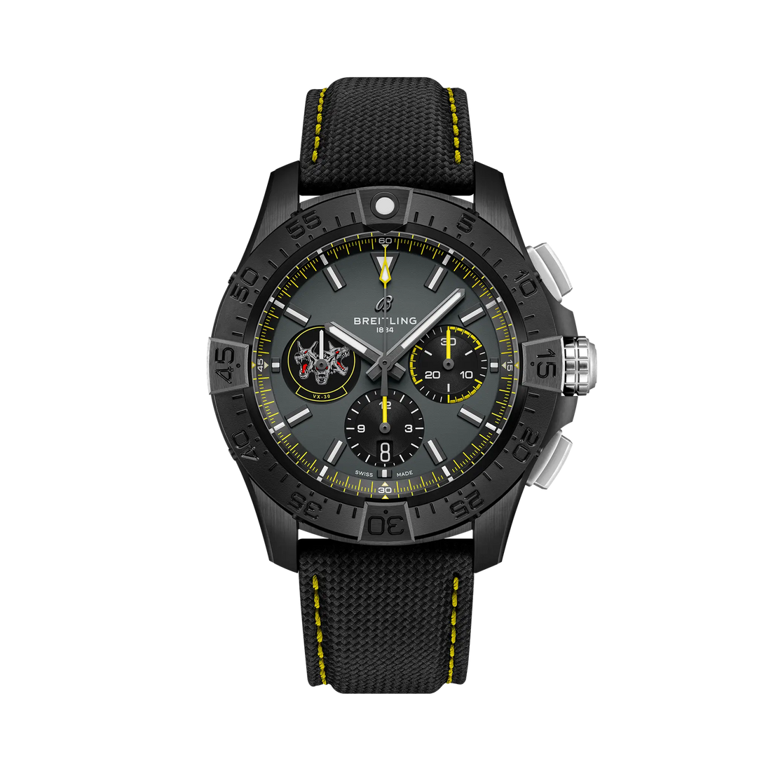 Breitling Avenger B01 Chronograph 44 Night Mission Bloodhounds reference SB01472A1B1X1 with Anthracite dial, Ceramic case, calfskin strap, front view