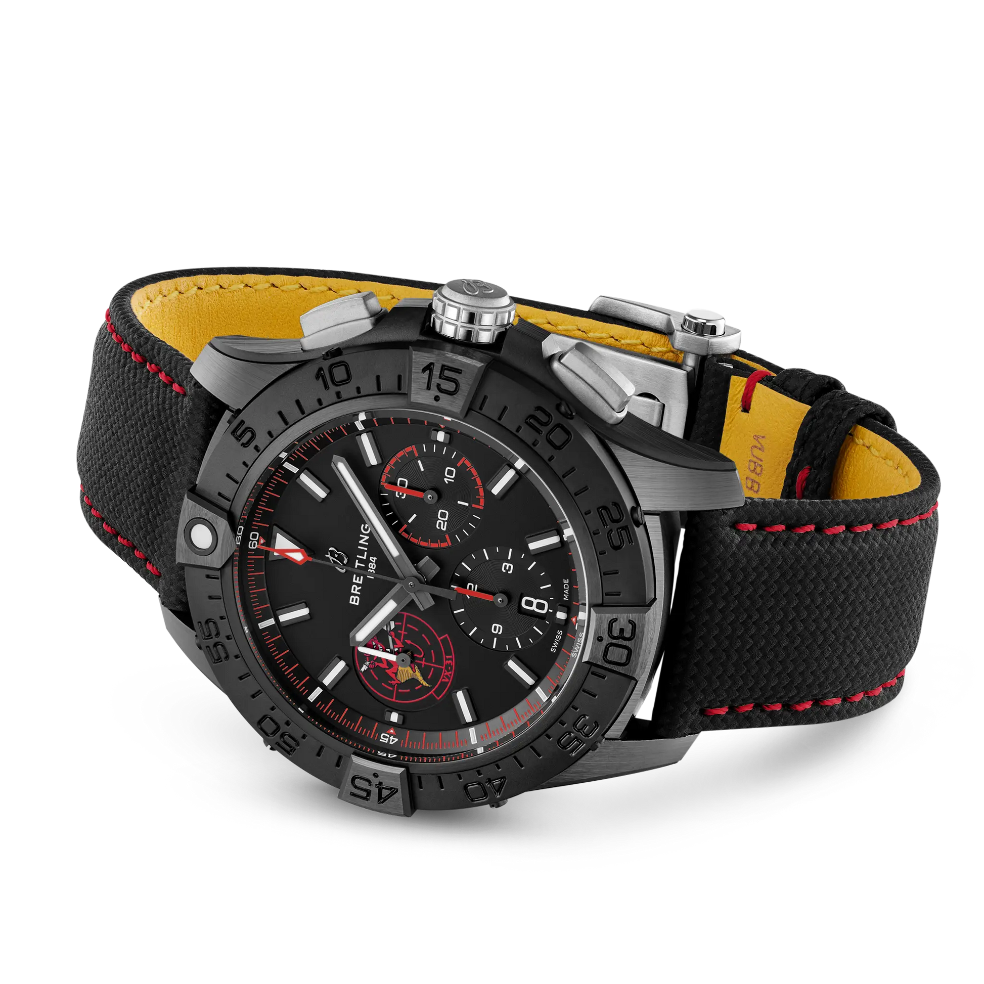 Breitling Avenger B01 Chronograph 44 Night Mission Dust Devils reference SB01473A1B1X1 with Black dial, Ceramic case, calfskin strap, bracelet or strap configuration view