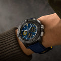 Breitling Avenger B01 Chronograph 44 Night Mission US Naval Academy reference SB01474A1C1X1 with Blue dial, Ceramic case, calfskin strap, on-wrist view