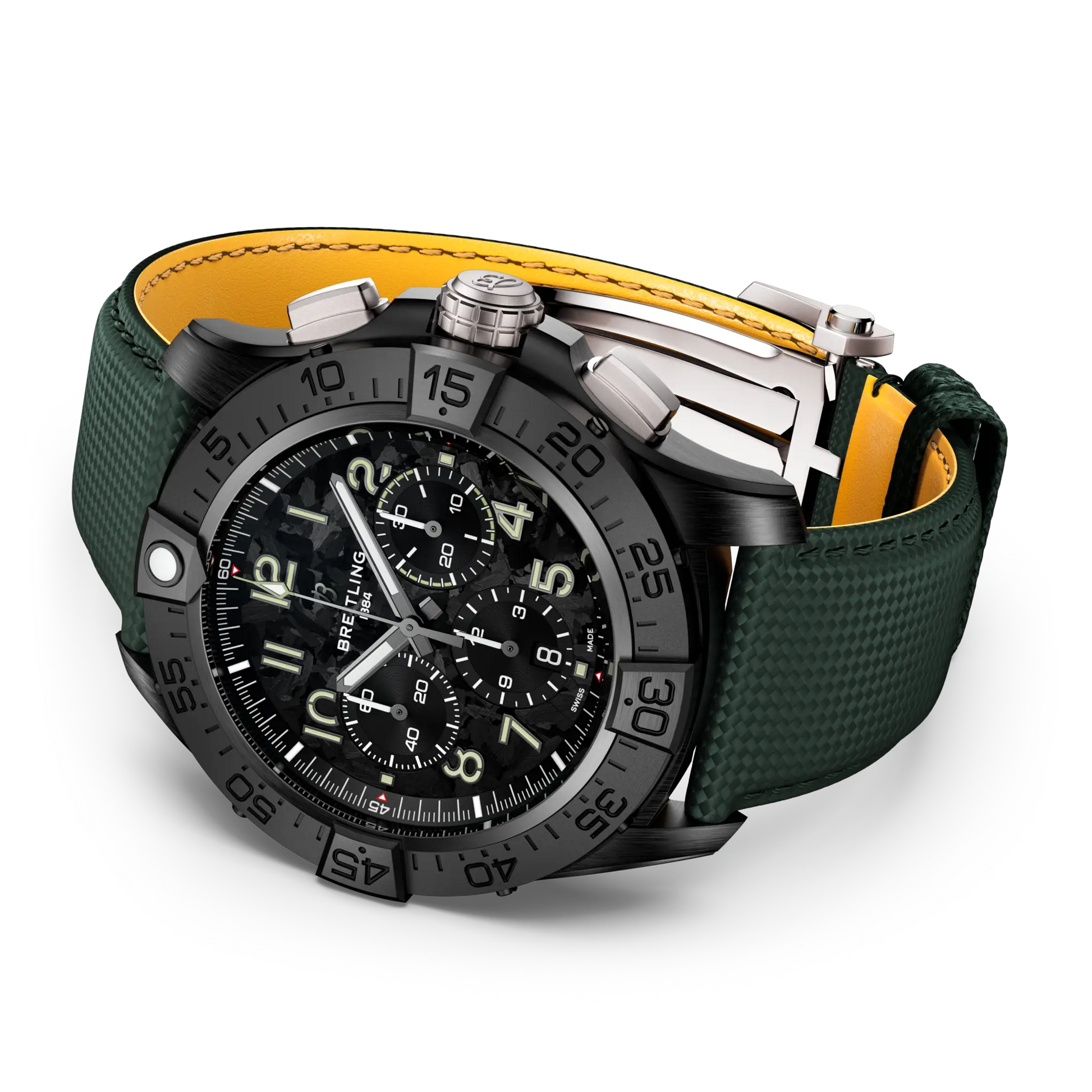 Breitling Super Avenger B01 Chronograph 46 Night Mission reference SB0148101B1X1 with Carbon dial, Ceramic case, calfskin strap, bracelet or strap configuration view