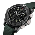 Breitling Super Avenger B01 Chronograph 46 Night Mission reference SB0148101B1X1 with Carbon dial, Ceramic case, calfskin strap, three-quarter view