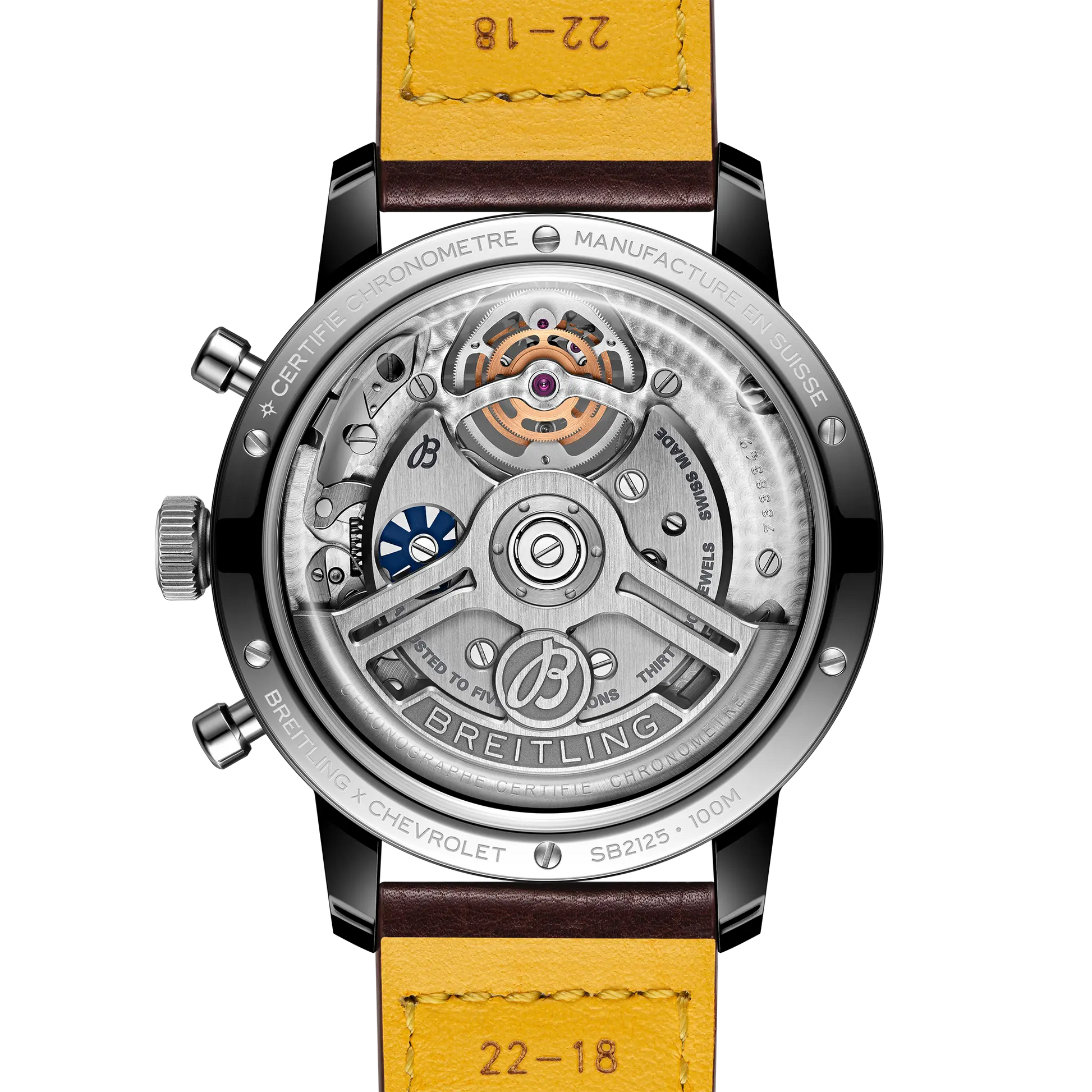Caseback view of Breitling Top Time B21 Chevrolet Corvette reference SB21252A1Q1X1