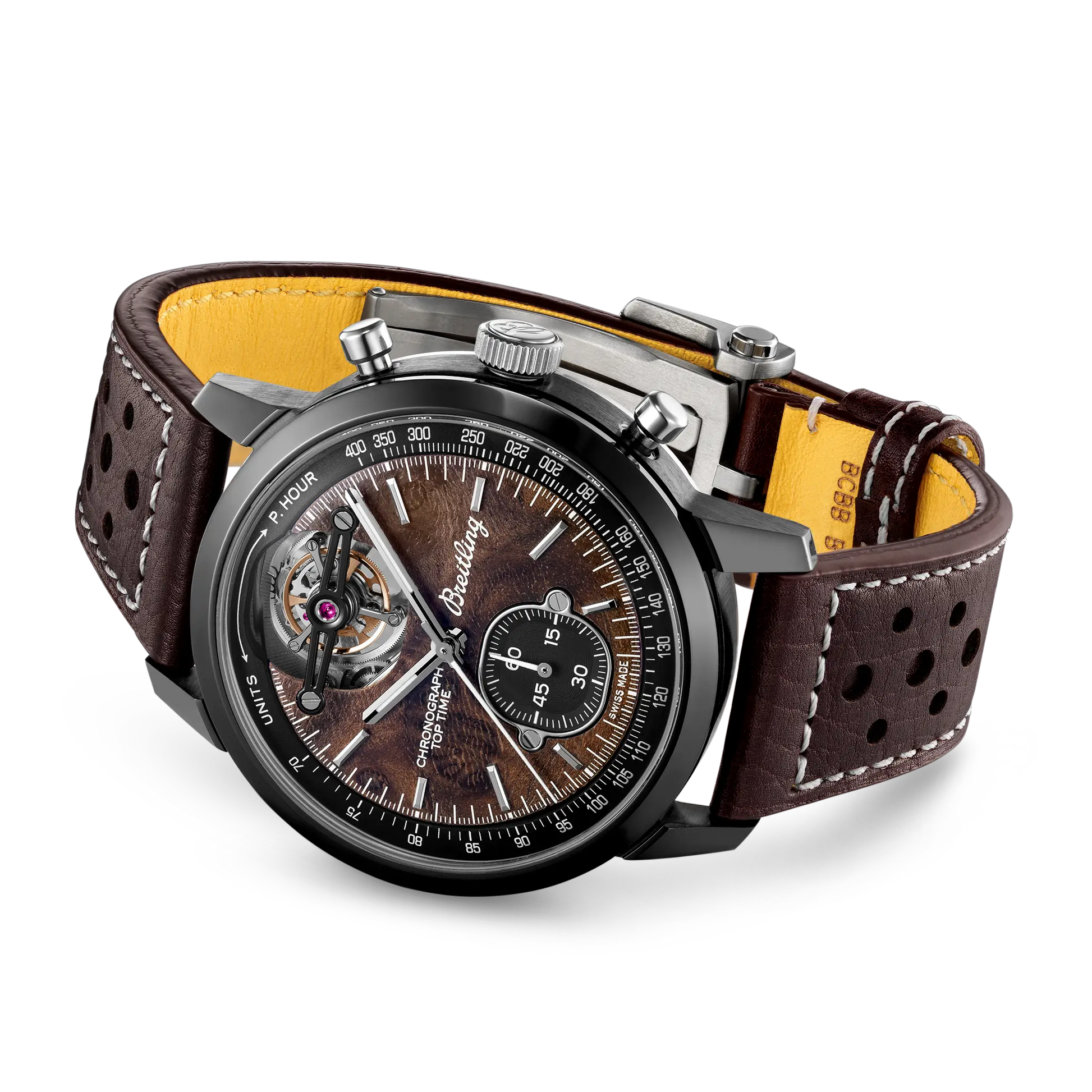 Breitling Top Time B21 Chevrolet Corvette reference SB21252A1Q1X1 with Walnut burl dial, Ceramic case, calfskin strap, bracelet or strap configuration view