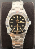 Tudor Black Bay 58 M7939A1A0NU-0002 black dial on three-link steel bracelet, front view