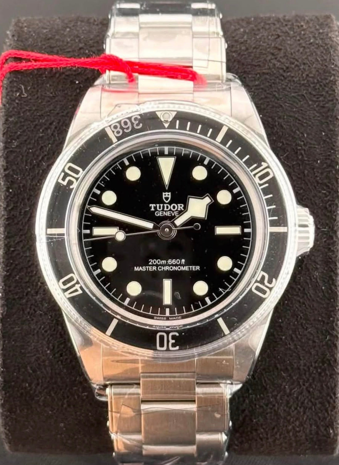Tudor Black Bay 41 Monochrome M7941A1A0NU-0001 — Black dial and three-link steel bracelet, front view