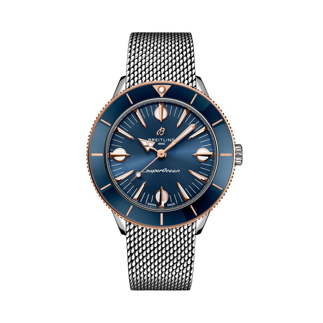 Breitling Superocean Heritage '57 Highlands reference U10340161C1A1 with Blue dial, Stainless steel & 18k red gold case, bracelet, front view