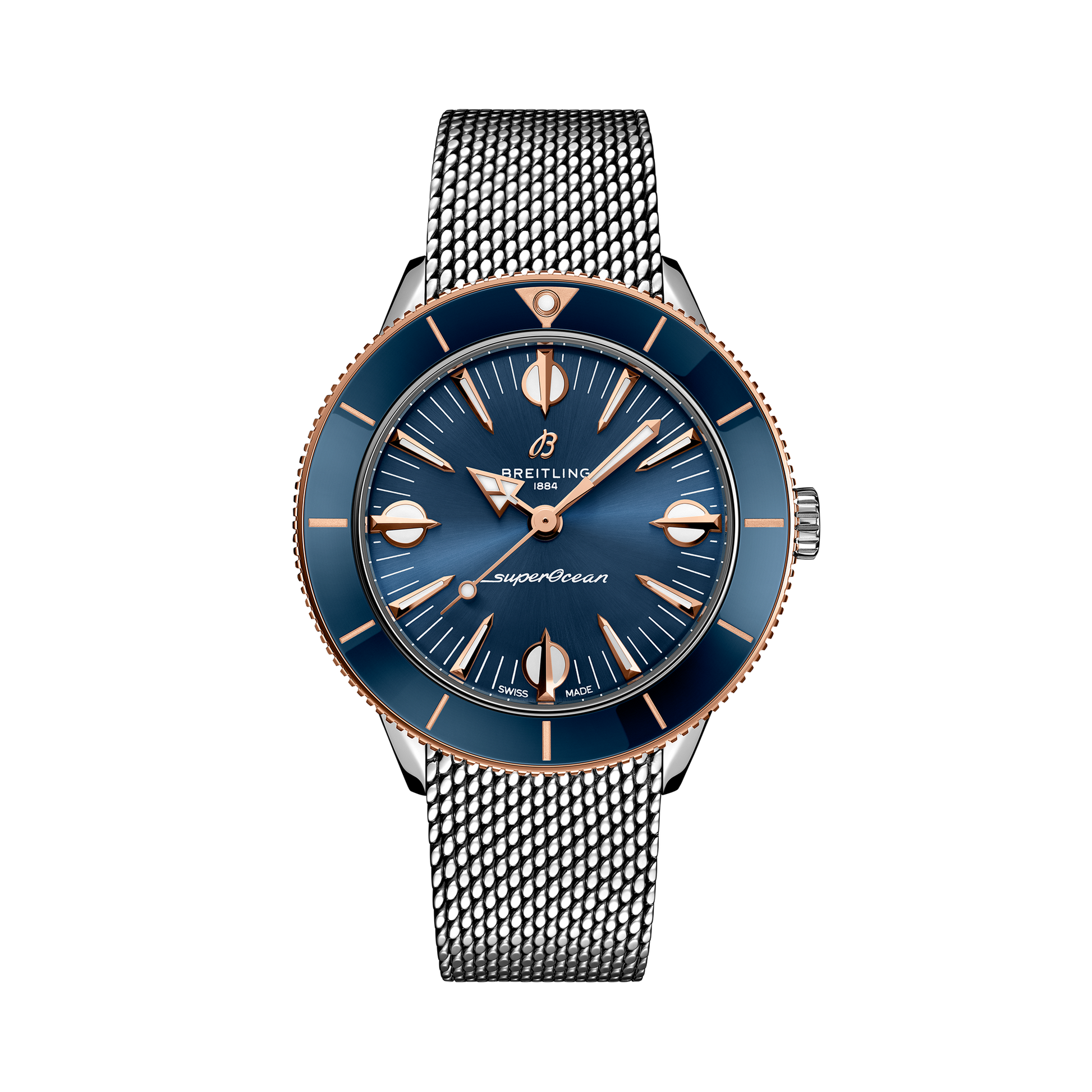 Breitling Superocean Heritage '57 Highlands reference U10340161C1A1 with Blue dial, Stainless steel & 18k red gold case, bracelet, front view