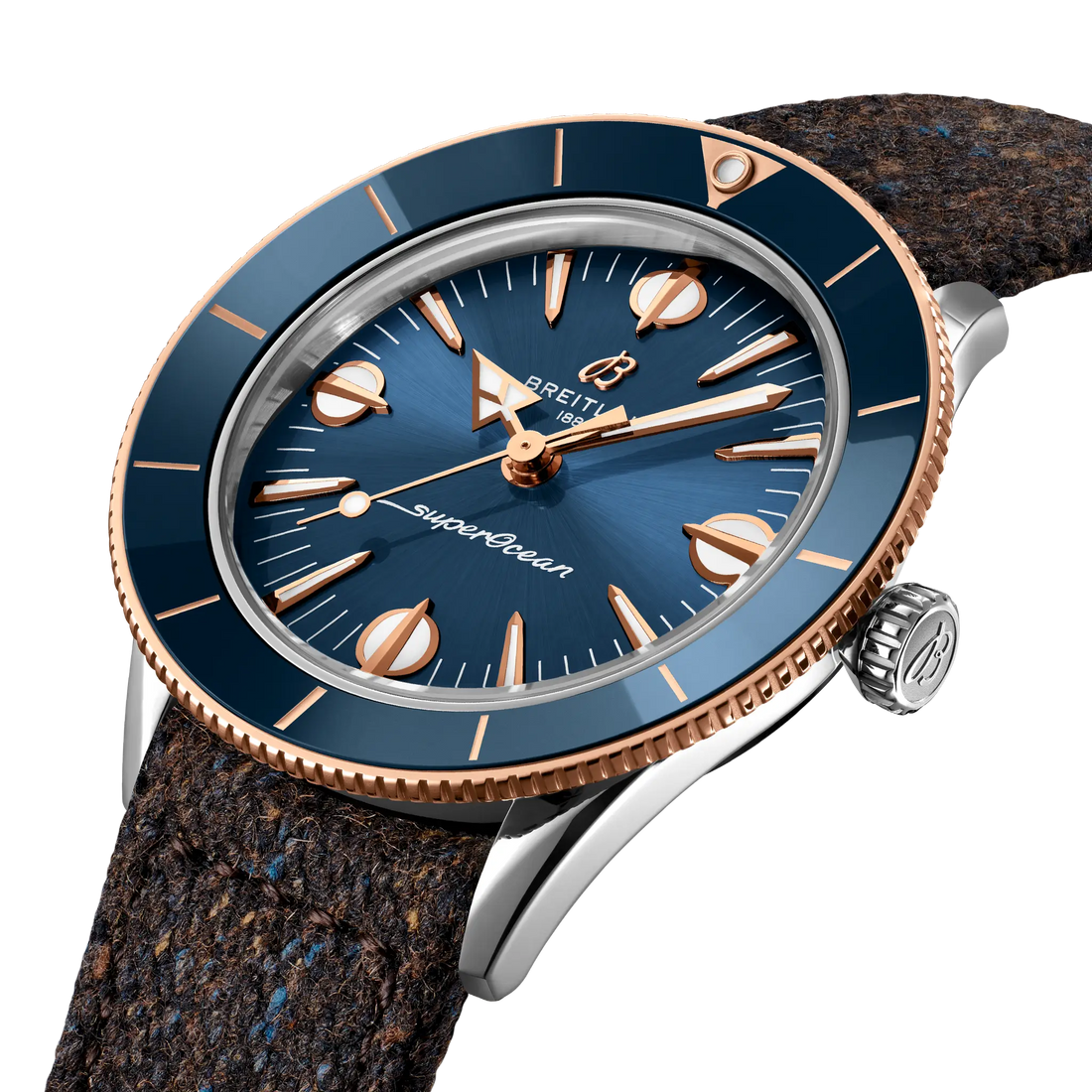 Breitling Superocean Heritage '57 Highlands reference U10340161C1A1 with Blue dial, Stainless steel & 18k red gold case, bracelet, front view