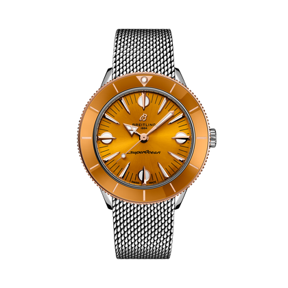Breitling Superocean Heritage '57 Highlands reference U10340281I1A1 with Mustard dial, Stainless steel & 18k red gold case, bracelet, front view