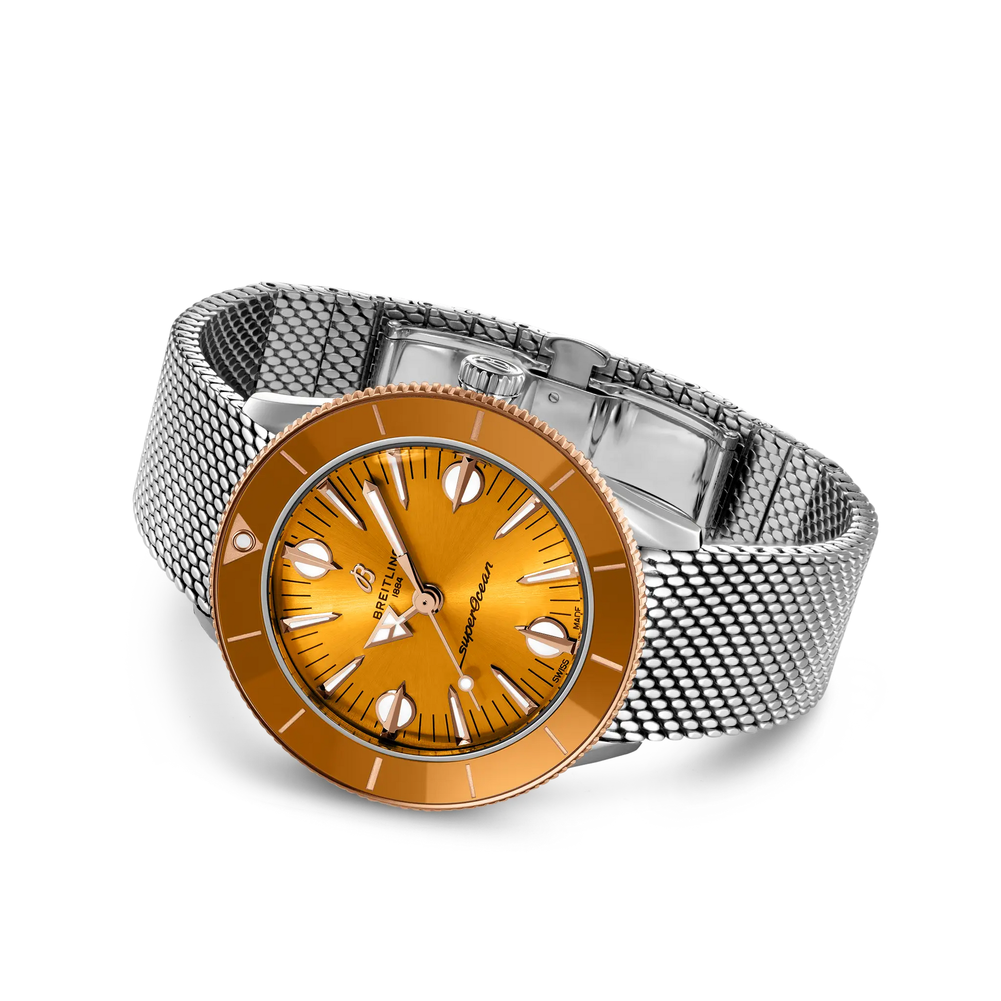 Breitling Superocean Heritage '57 Highlands reference U10340281I1A1 with Mustard dial, Stainless steel & 18k red gold case, bracelet, bracelet or strap configuration view