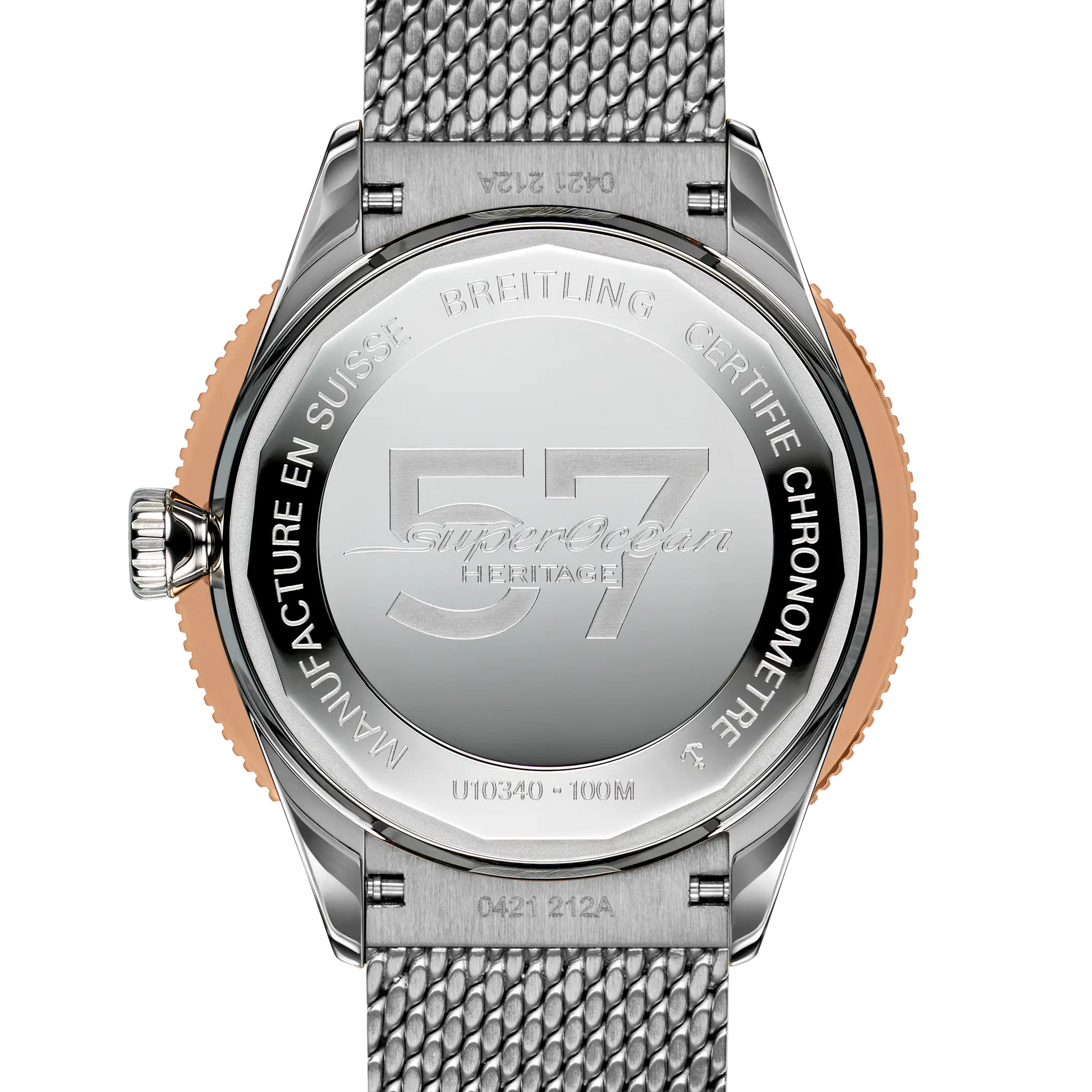 Caseback view of Breitling Superocean Heritage '57 Highlands reference U10340361L1A1