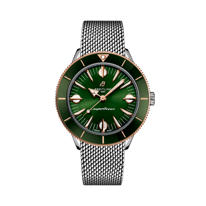 Breitling Superocean Heritage '57 Highlands reference U10340361L1A1 with Green dial, Stainless steel & 18k red gold case, bracelet, front view