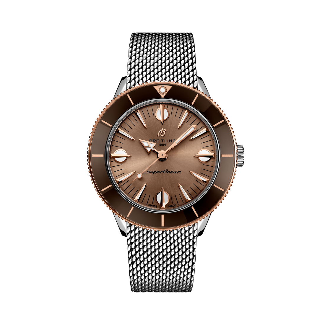 Breitling Superocean Heritage '57 Highlands reference U10340E31A1A1 with Beige dial, Stainless steel & 18k red gold case, bracelet, front view
