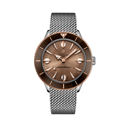 Breitling Superocean Heritage '57 Highlands reference U10340E31A1A1 with Beige dial, Stainless steel & 18k red gold case, bracelet, front view