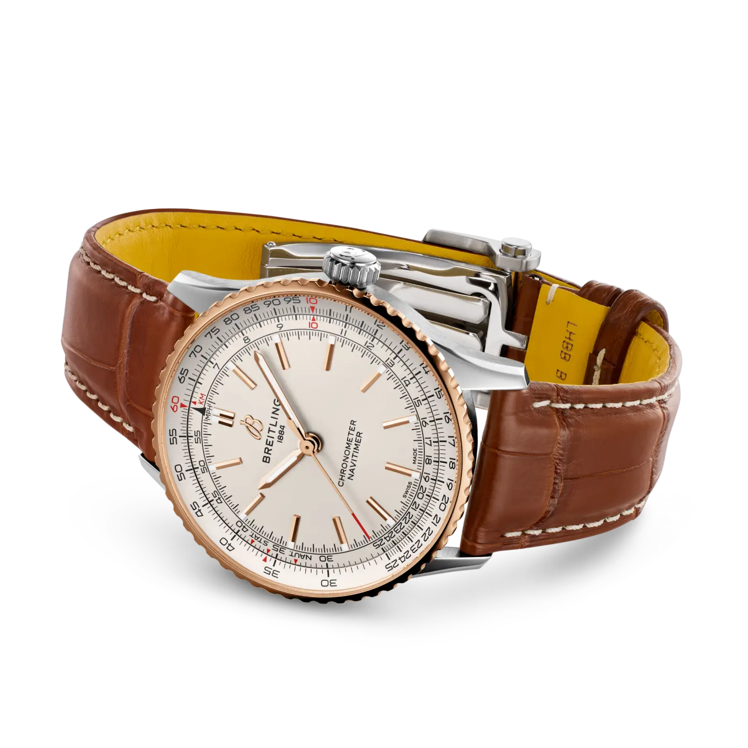Breitling Navitimer Automatic 41 reference U17329F41G1P1 with Cream dial, Stainless steel & 18k red gold case, alligator strap, bracelet or strap configuration view