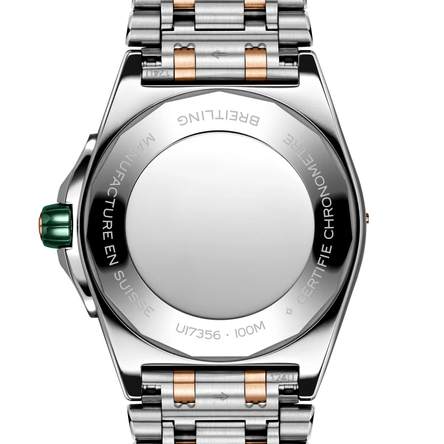 Caseback engraving view of Breitling Super Chronomat Automatic 38 reference U17356531L1U1