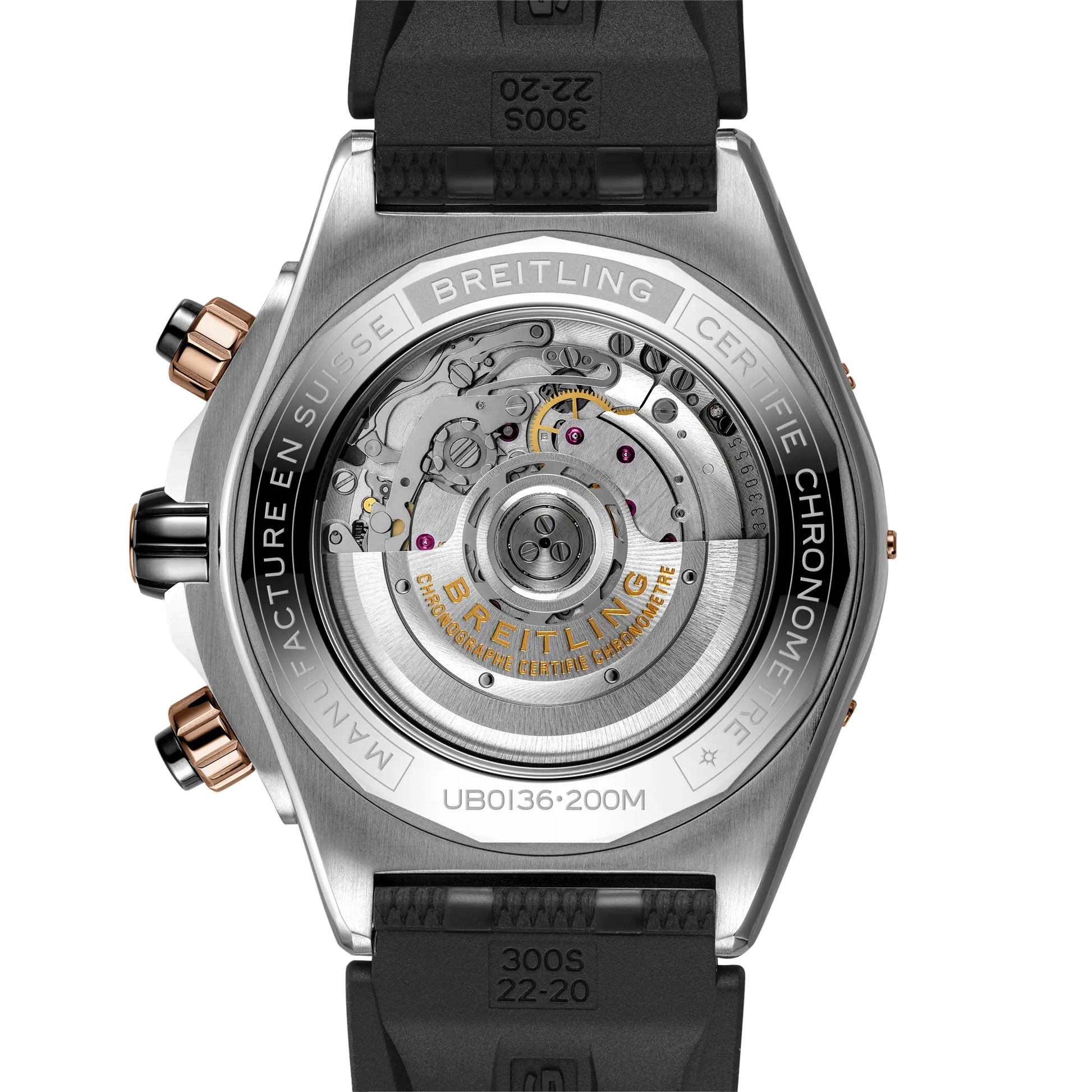 Caseback view of Breitling Super Chronomat B01 44 reference UB0136251B1S1