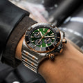 Breitling Super Chronomat B01 44 reference UB0136251L1U1 with Green dial, Stainless steel & 18k red gold case, strap, on-wrist view