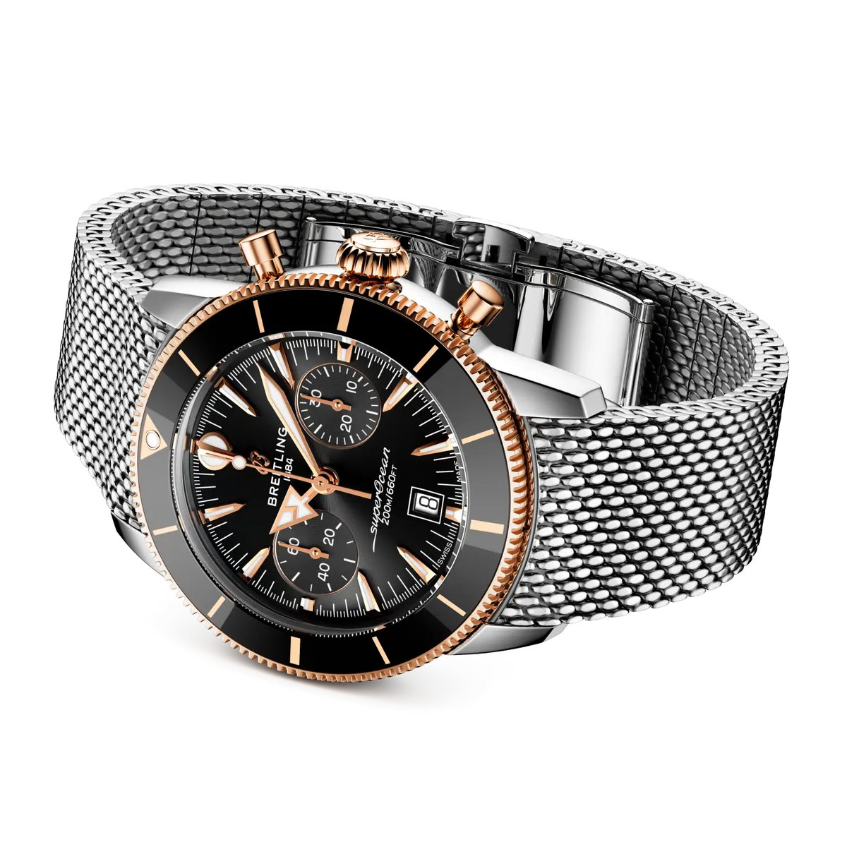 Breitling Superocean Heritage B01 Chronograph 42 reference UB0156H11B1A1 with Black dial, Stainless steel & 18k red gold case, bracelet, bracelet or strap configuration view