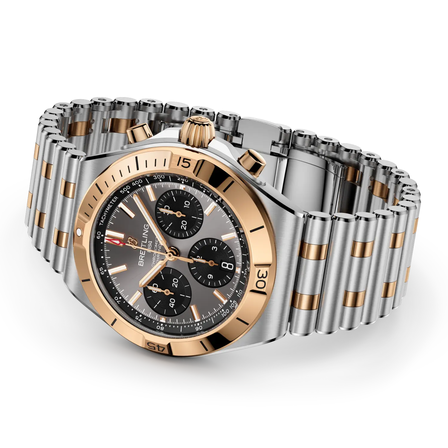 Breitling Chronomat B01 Chronograph 42 reference UB0158101B1U1 with Anthracite dial, Stainless steel & 18k red gold case, bracelet, bracelet or strap configuration view
