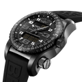 Breitling Emergency reference V76325221B1S1 with Black dial, DLC-coated titanium case, rubber strap, three-quarter view