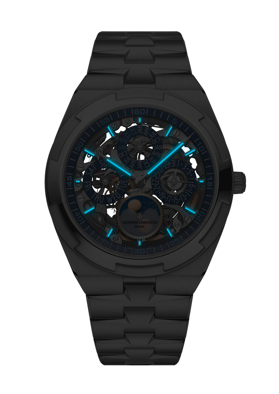 Vacheron Constantin Overseas Perpetual Calendar Ultra-Thin Skeleton 41.5 mm 4300V/220G-B946 — night view