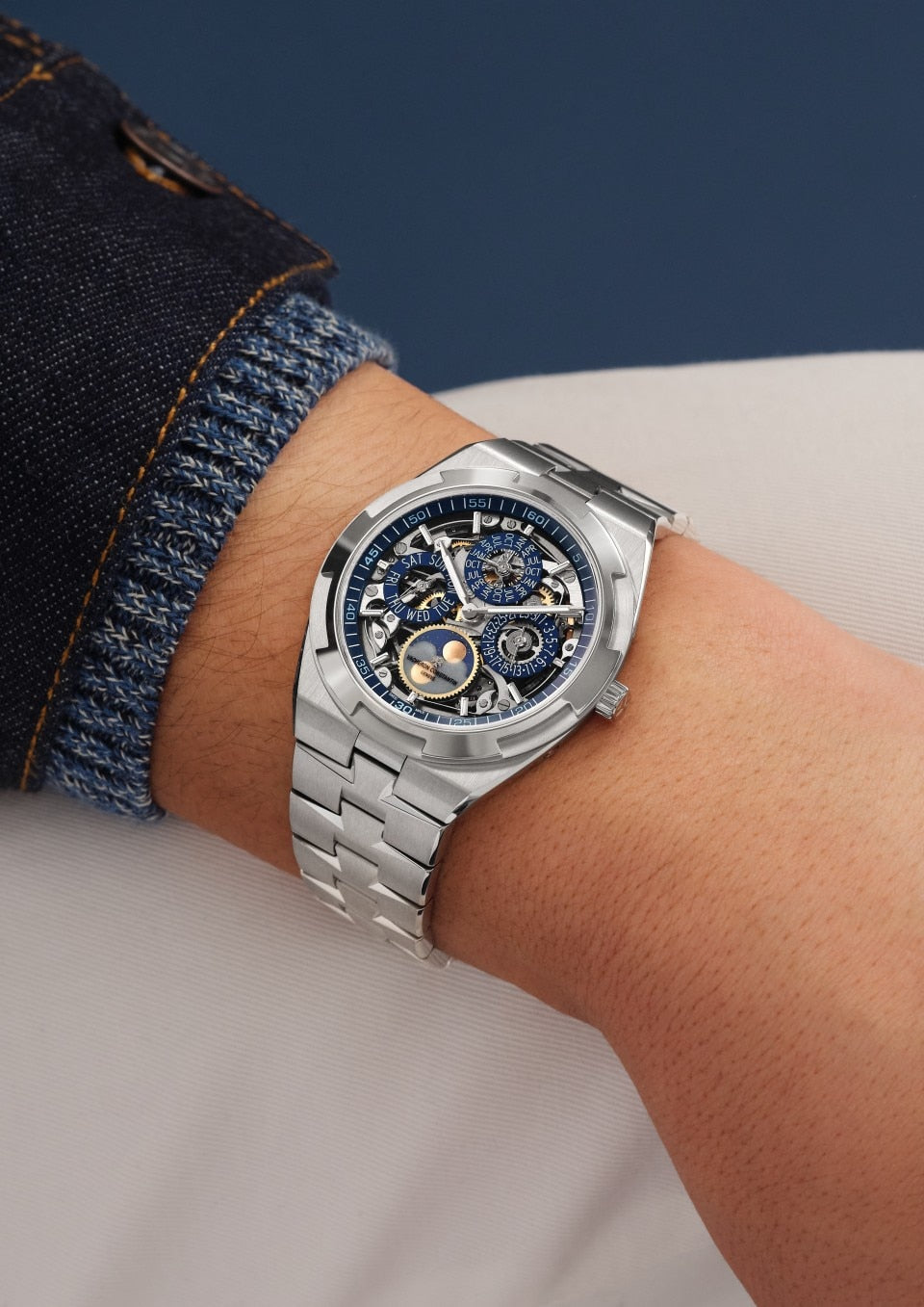 Vacheron Constantin Overseas Perpetual Calendar Ultra-Thin Skeleton 41.5 mm 4300V/220G-B946 — three-quarter view