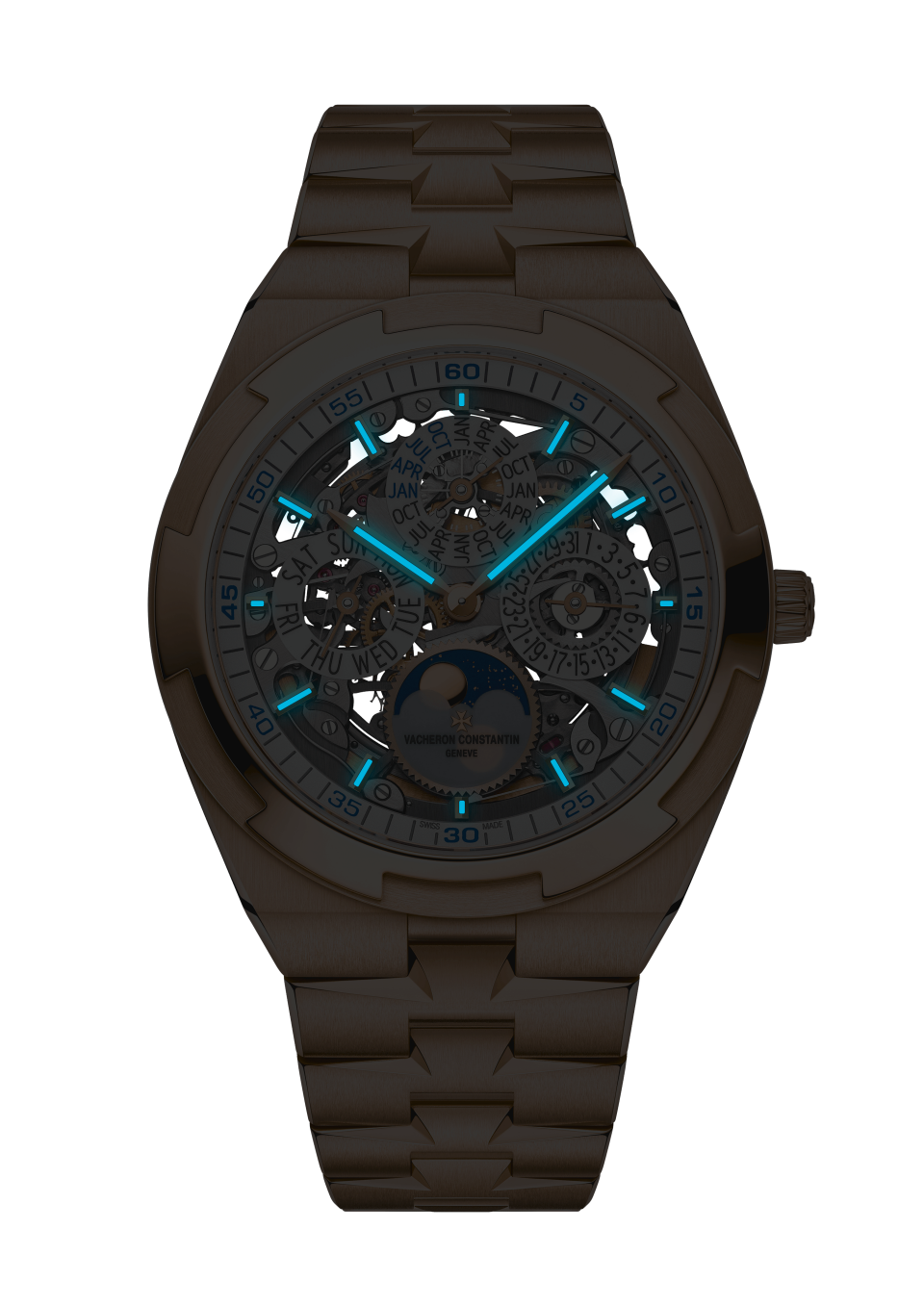 Vacheron Constantin Overseas Perpetual Calendar Ultra-Thin Skeleton 41.5 mm 4300V/220R-B547 — night view