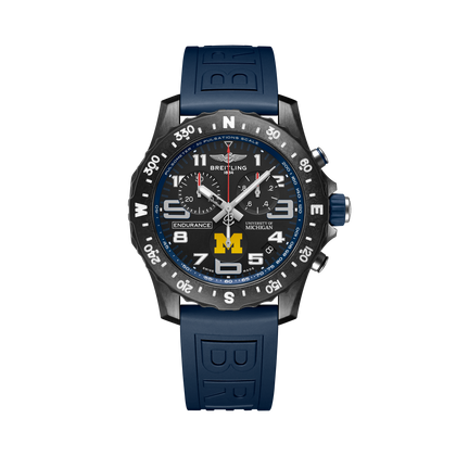 Breitling Endurance Pro 44 University of Michigan™ reference X823101C1B1S1 with Black dial, Breitlight® case, rubber strap, front view