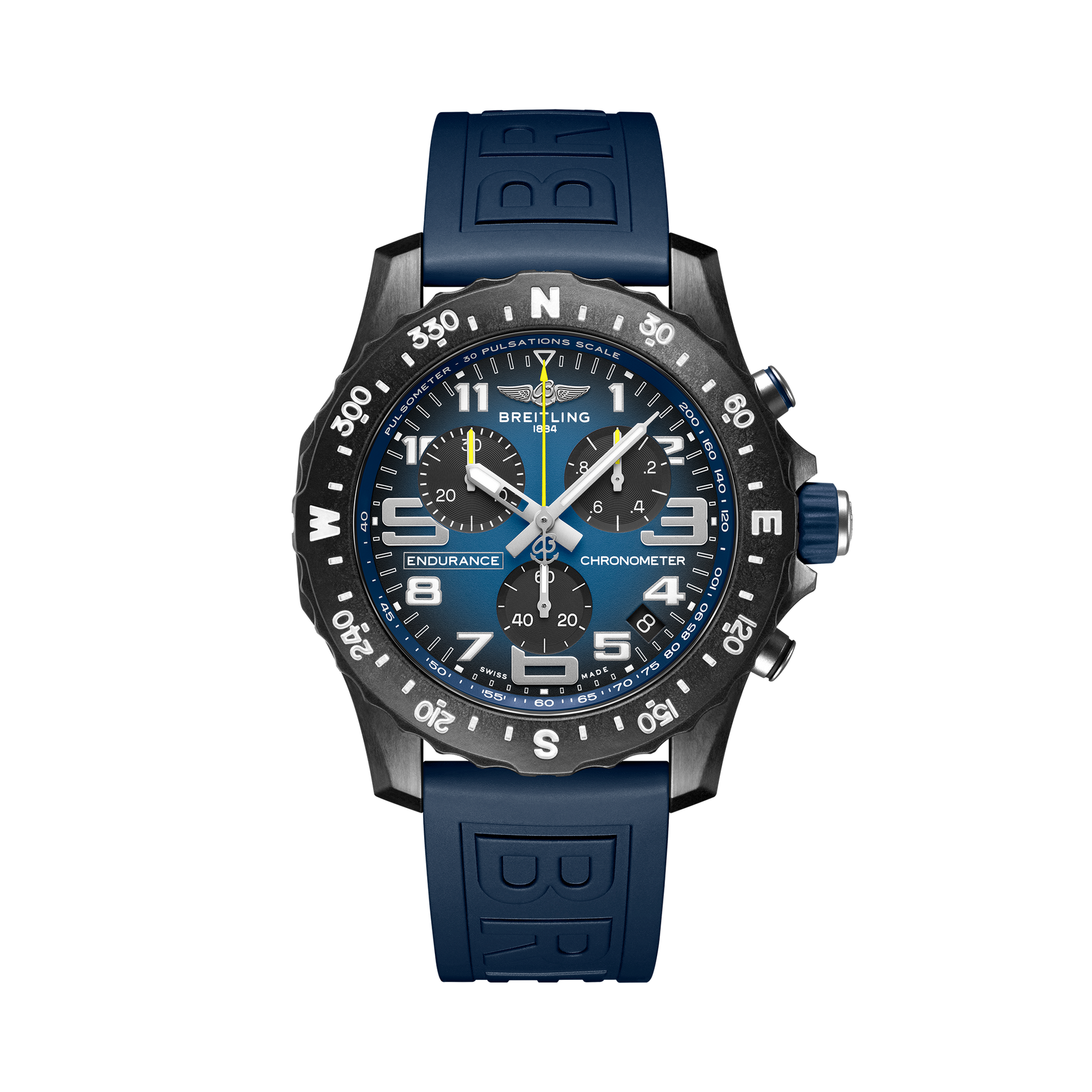 Breitling Endurance Pro 44 reference X823101G1C1S1 with Blue dial, Breitlight® case, rubber strap, front view