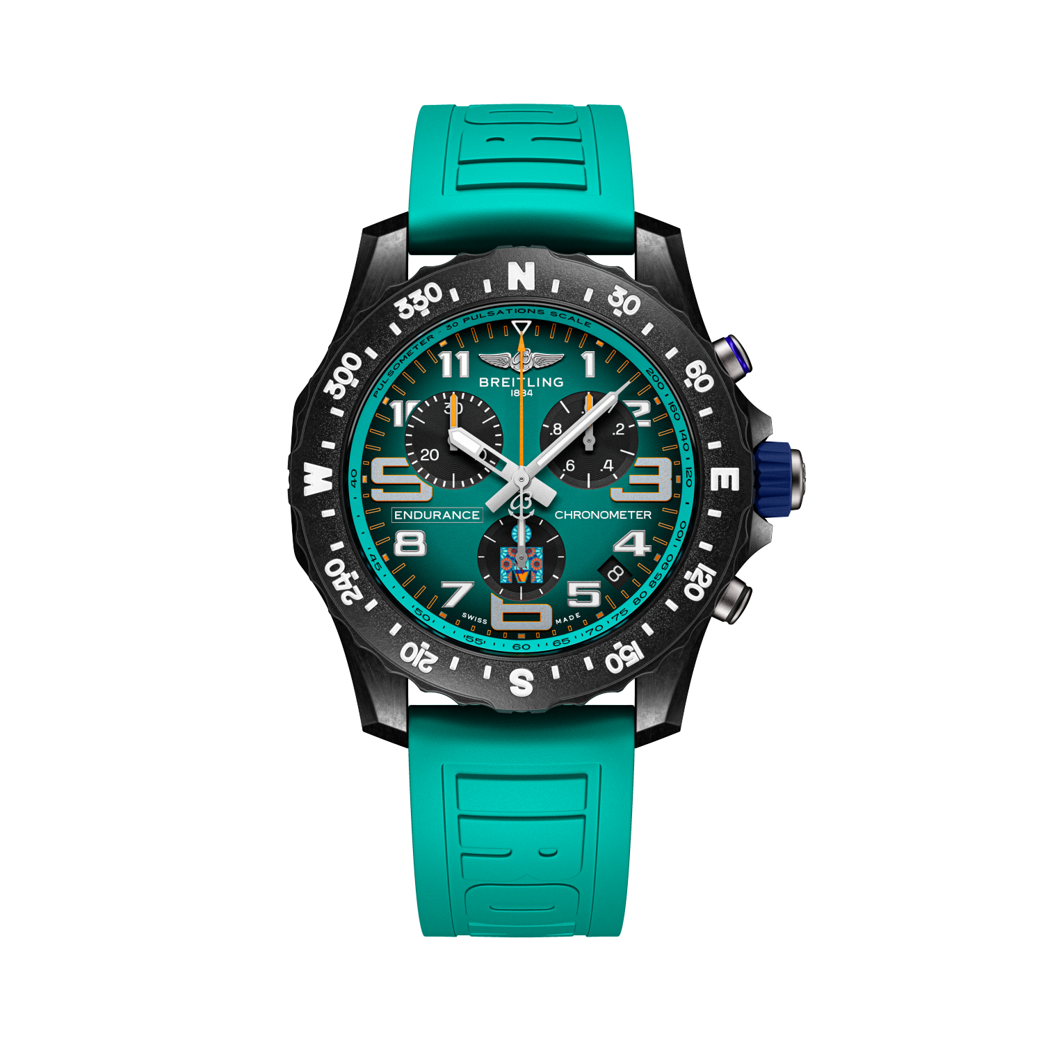 Breitling Endurance Pro 44 IRONMAN® 70.3 World Championship 2025 reference X823101K1C1S1 with Blue dial, Breitlight® case, rubber strap, front view