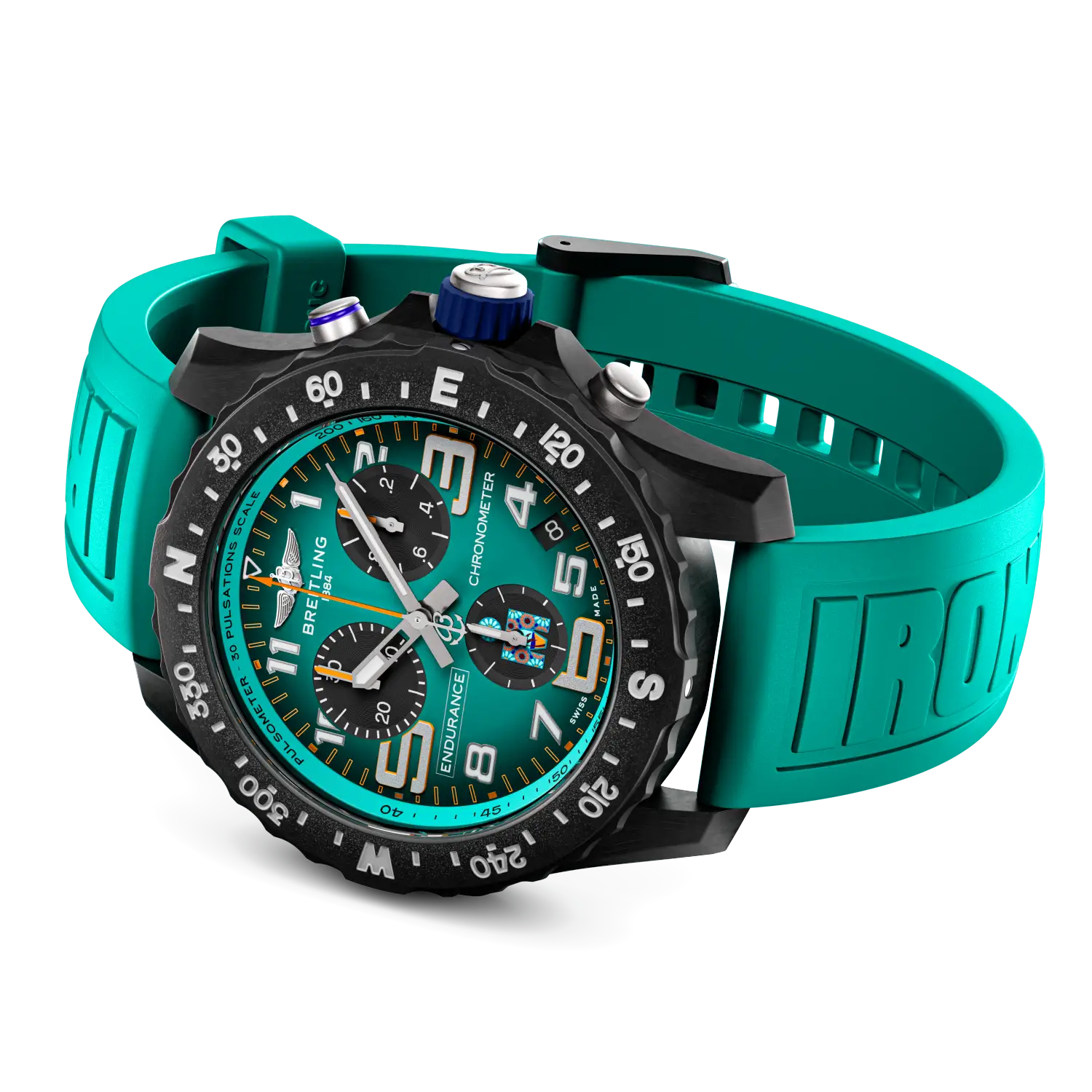 Breitling Endurance Pro 44 IRONMAN® 70.3 World Championship 2025 reference X823101K1C1S1 with Blue dial, Breitlight® case, rubber strap, bracelet or strap configuration view