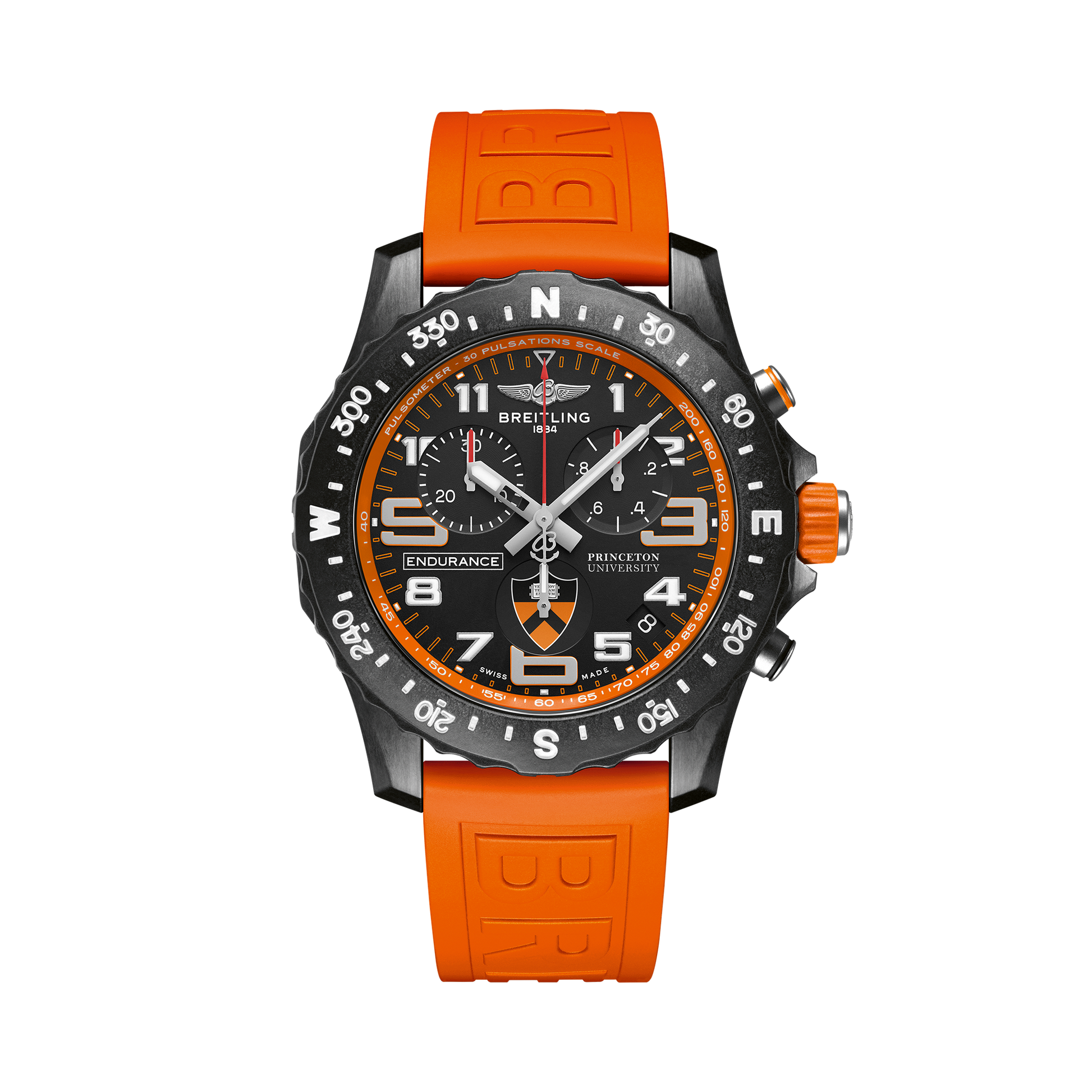Breitling Endurance Pro 44 Princeton® University Edition reference X823104C1B1S1 with Black dial, Breitlight® case, rubber strap, front view