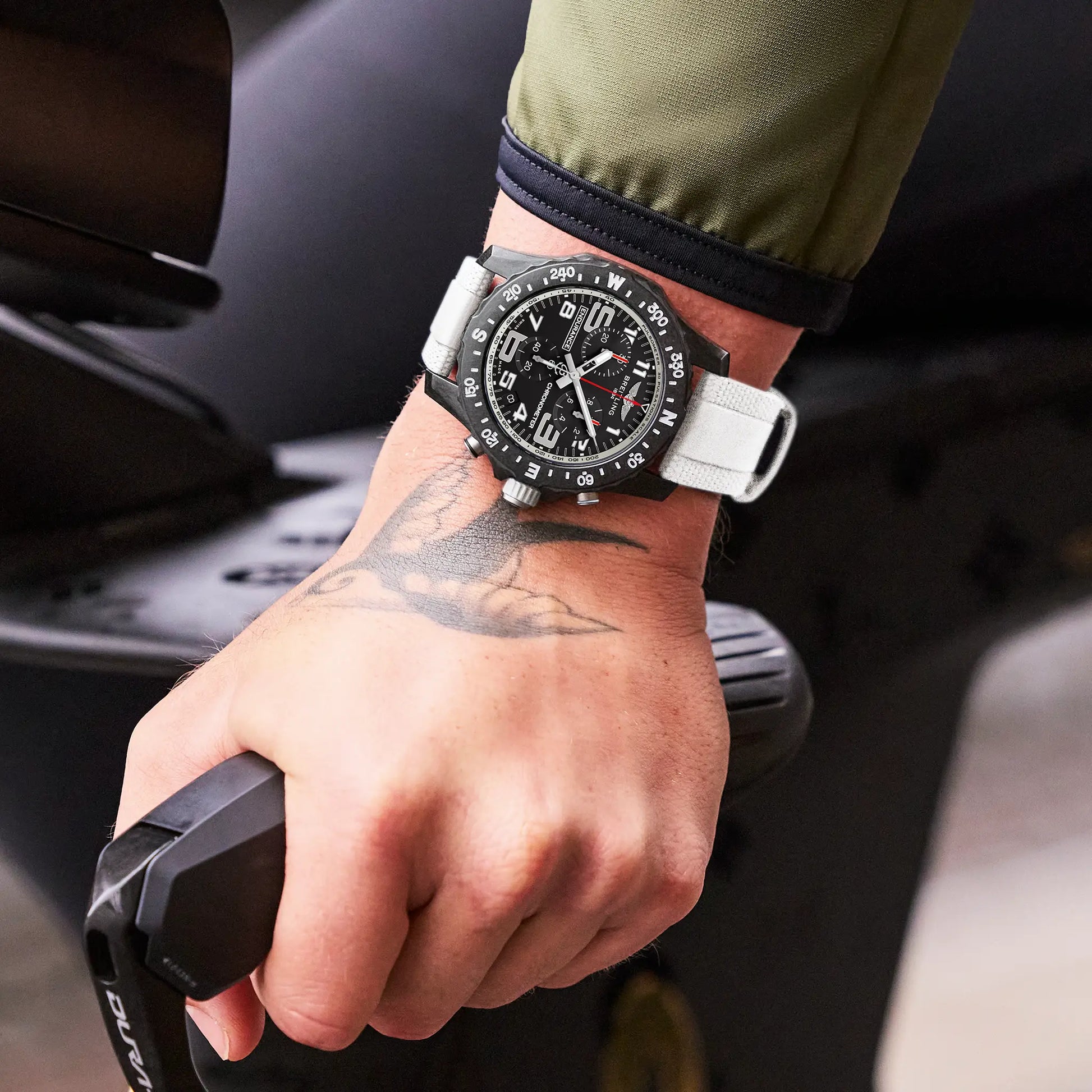 Breitling Endurance Pro 44 reference X82310A71B1S2 with Black dial, Breitlight® case, rubber strap, on-wrist view