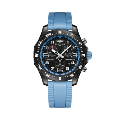Breitling Endurance Pro 38 reference X83310281B1S1 with Black dial, Breitlight® case, blue rubber strap, front view