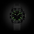 Breitling Endurance Pro 38 reference X83310A71B1S1 with Black dial, Breitlight® case, white rubber strap, illuminated dial view