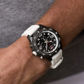Breitling Endurance Pro 38 reference X83310A71B1S1 with Black dial, Breitlight® case, white rubber strap, on-wrist view
