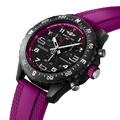 Breitling Endurance Pro 38 reference X83310F61B1S1 with Black dial, Breitlight® case, purple rubber strap, three-quarter view