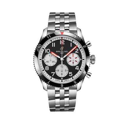 Breitling Classic AVI Chronograph 42 Mosquito reference Y233801A1B1A1 with Black dial, Stainless steel case, bracelet, front view