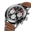 Breitling Classic AVI Chronograph 42 Mosquito reference Y233801A1B1X1 with Black dial, Stainless steel case, calfskin strap, three-quarter view