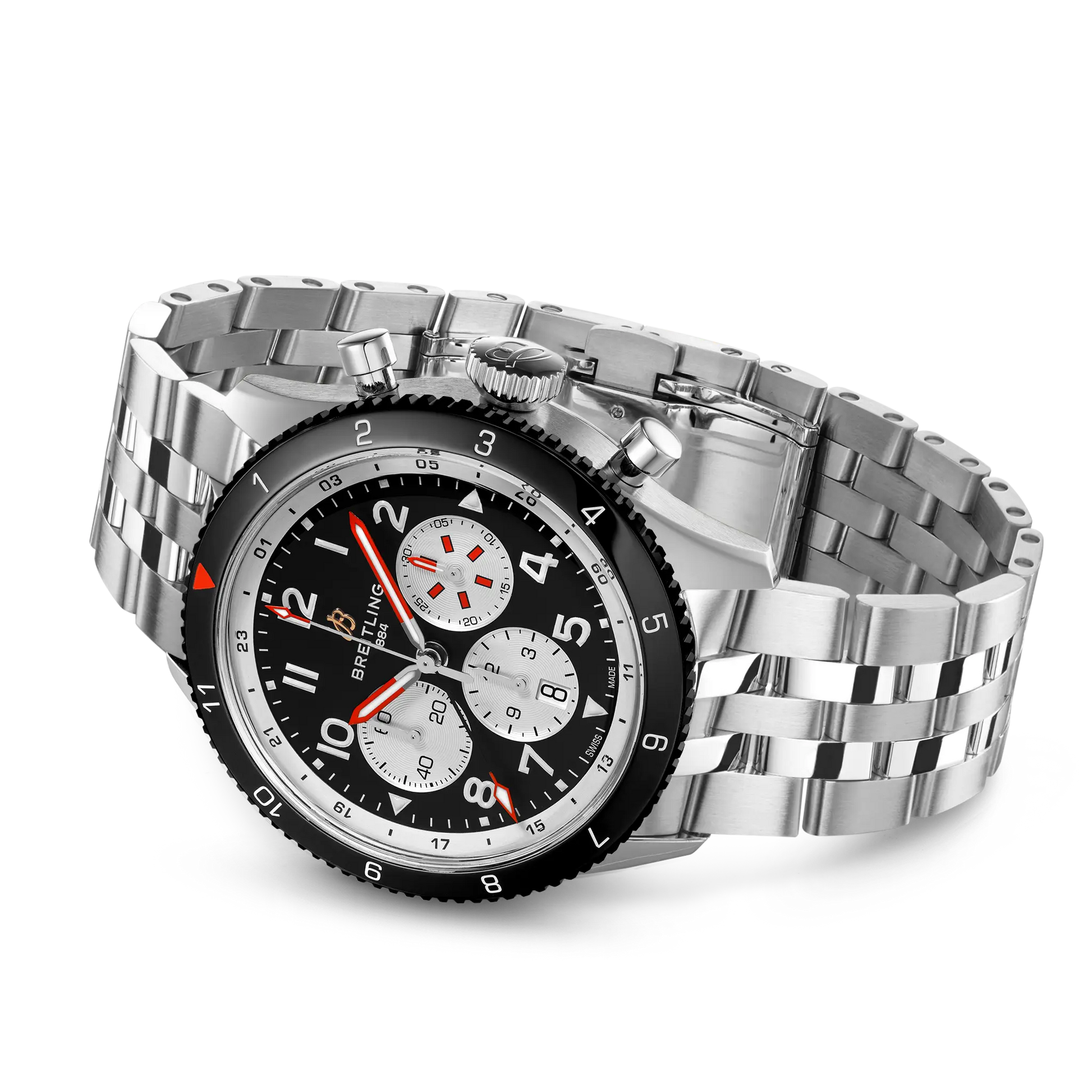 Breitling Super AVI B04 Chronograph GMT 46 Mosquito reference YB04451A1B1A1 with Black dial, Stainless steel case, bracelet, bracelet or strap configuration view