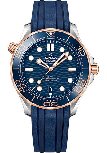 Omega Seamaster Diver 300M Co-Axial Master Chronometer Watch - 42 mm Steel And Sedna Gold Case - Unidirectional Bezel - Blue Ceramic Dial - Blue Rubber Strap - 210.22.42.20.03.002 - product image 1 of 1
