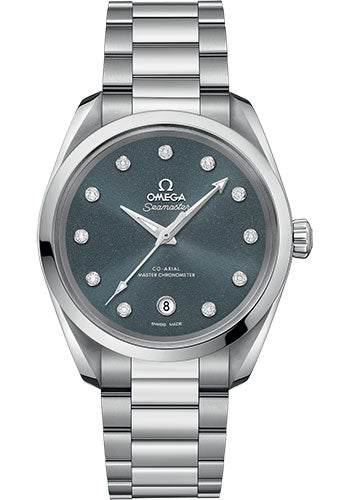 Omega Seamaster Aqua Terra 150M Co-Axial Master Chronometer Ladies Watch - 38 mm Steel Case - Shimmer Blue-Grey Diamond Dial - 220.10.38.20.53.001 - product image 1 of 1