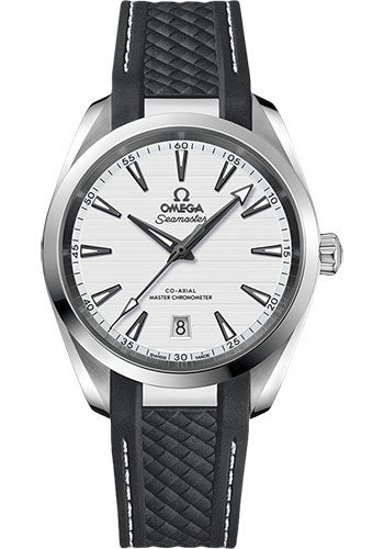 Omega Aqua Terra 150M Co-Axial Master Chronometer Watch - 38 mm Steel Case - Silvery Dial - Grey Structured Rubber Strap - 220.12.38.20.02.001 - product image 1 of 1
