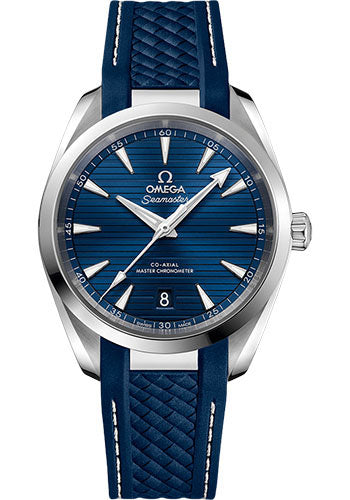Omega Aqua Terra 150M Co-Axial Master Chronometer Watch - 38 mm Steel Case - Blue Dial - Blue Structured Rubber Strap - 220.12.38.20.03.001 - product image 1 of 1
