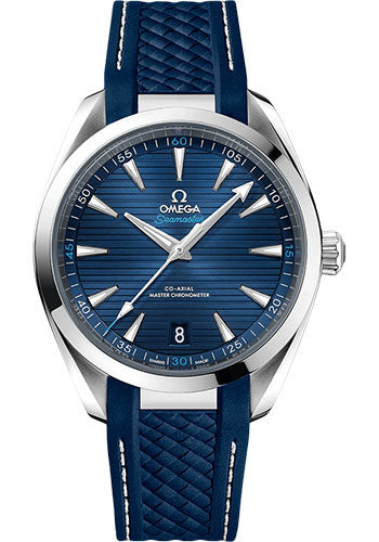 Omega Aqua Terra 150M Co-Axial Master Chronometer Watch - 41 mm Steel Case - Blue Dial - Blue Structured Rubber Strap - 220.12.41.21.03.001 - product image 1 of 1
