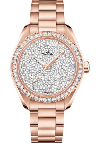 Omega Seamaster Aqua Terra 150M Co-Axial Master Chronometer Watch - 34 mm Sedna Gold Case - Diamond-Set Bezel - Radiant Diamond Dial - 220.55.34.20.99.003 - product image 1 of 1