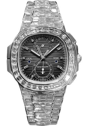 Patek Philippe Nautilus Travel Time Chronograph 5990/1400G-001, straight-on front view
