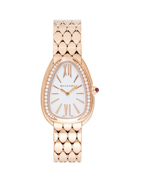 Serpenti Seduttori 18kt Rose Gold Quartz Silver Dial Diamond Ladies Watch