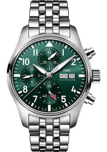 IWC Pilot’s Watch Chronograph 41 IW388104 green dial on stainless-steel bracelet